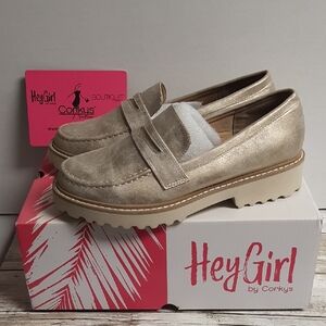 Hey Girl Gold Metallic Women's Loafers Size 8
